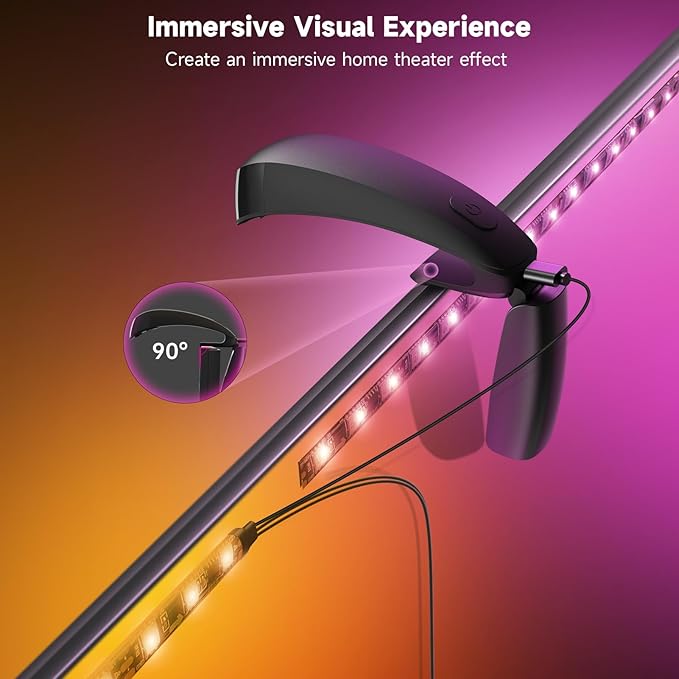 FFJ TV LED Backlight with Triple Sensor, 14.7ft RGB LED Strip Lights that Change with 55-65 Inch Screen, Smart App Control, Music Sync, for Home Decoration - Upgraded Version