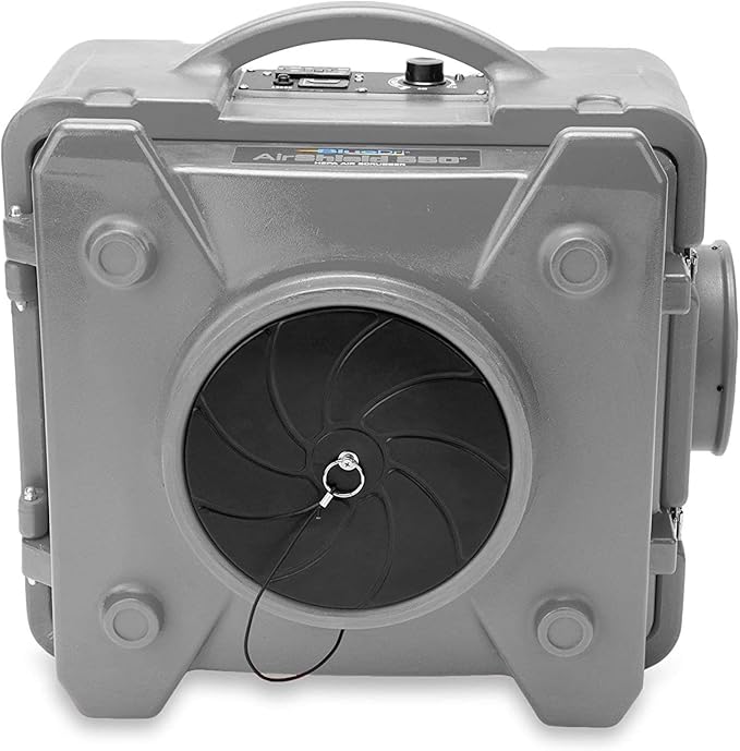 BlueDri Air Shield 550 HEPA Air Scrubber, Water Damage Restoration Equipment Air Purifier, Covers 1400 Sq. Ft, Daisy Chain Capable, For Commercial Use, Gray, BD-AS-550