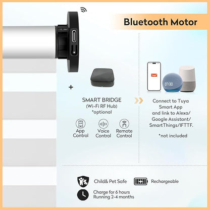 ACMEART Motorized Blinds Rechargeable Motors, 25mm Tubular Smart Motors for Window Shades (Bluetooth Motor)