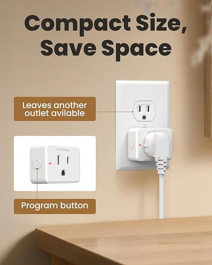 Remote Control Outlet Wireless Wall Mounted Light Switch, Compact Indoor Electrical Plug in On Off Power Switch for Lamp, Home Appliances, 300 Feet RF Range, Removable Buckle, FCC Listed