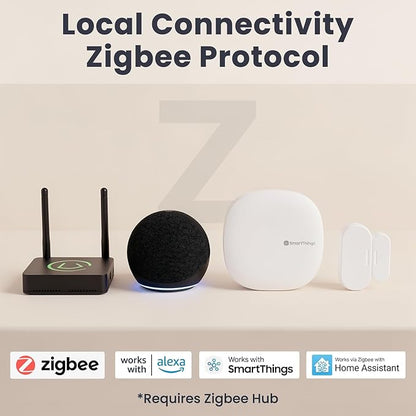 2 Pack Zigbee Door Sensor, Mini Smart Contact Sensors for Doors, Home Automation, Compatible with SmartThings, Alexa, Home Assistant, Hubitat, Aeotec and Homey (Zigbee Hub Required)