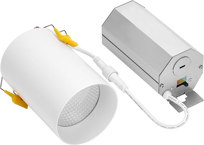 Maxxima 3 in. LED Cylinder Downlight, Recessed Ceiling Spot Light, 1000 Lumens, 5 CCT Selectable 2700K/3000K/3500K/4000K/5000K, Dimmable, White, 90 CRI, IC Rated, Canless, J-Box Included