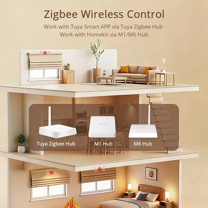 Zigbee Blind Motor for Smart Blinds, 38mm Tube Roller Shade Motor with 20/30rpm, 2.0Nm AC100-240V Tubular Motor, Works with Alexa Google Home Apple HomeKit via M1/M6 Hub (Motor with 16 Channel Remote)