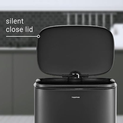 happimess Curtis 8 Gal Step Trash Can Soft Close 25", Charcoal Black
