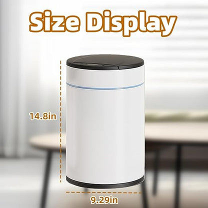 Garbage Can with Lid, Intelligent Sensor Opening and Closing, Small Garbage Can for Living Room, Bedroom, Kitchen and Bathroom (2, White)