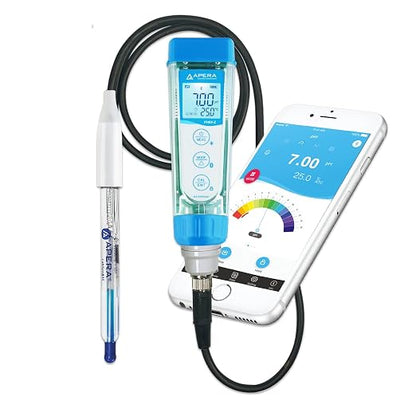 Apera Instruments PH60Z-HF Smart Handheld pH Meter Tester Kit with LabSen 835 ATC pH Electrode for Lab-Grade pH Measurement in Liquids Containing Strong Acid or Hydrofluoric Acid