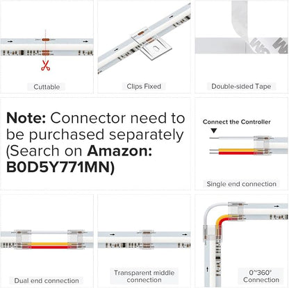 BTF-LIGHTING 32.8FT WS2811 Smart IC RGB DC24V FCOB COB LED Strip Light | UL Listed 720LEDs/m High Density Color Chasing Light 12mm Width for Home Party DIY Lighting(No Adapter or Controller)