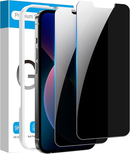 Fotbor 2 Pack Compatible for iPhone 13 Mini Privacy Screen Protector, Anti Spy Private Case Friendly Anti-Scratch 9H Hardness Tempered Glass