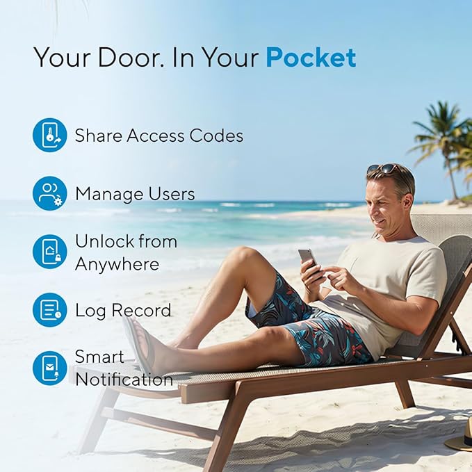 ULTRALOQ U-Bolt WiFi Smart Lock with Door Sensor, Smart Keypad Deadbolt Lock for Front Door, Built-in Wi-Fi, Remote Control, App Passcode Unlock, Auto Unlock, Auto Locking, Share Access, ANSI Grade 1