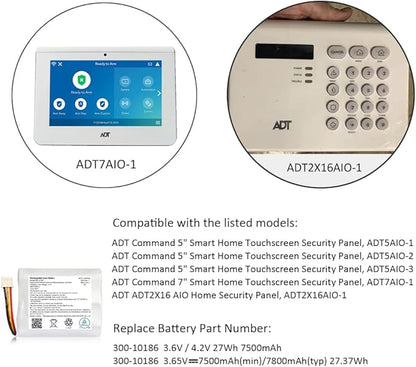 Replacement Battery 300-10186 for ADT Command Smart Security Panel Lithium-ion Battery 3.6V/4.2V P/N 300-10186 9300mAh High Capacity