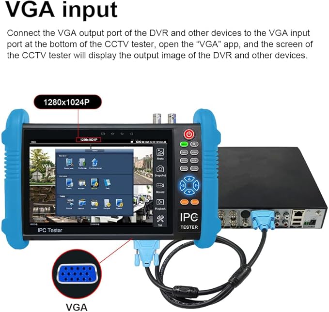 EVERSECU 7 Inch Touch Screen 5 in 1 CCTV Tester with Cable Tracer, Support Upt to 4K IP Camera & 8.0 Megapixel AHD, TVI, CVI & CVBS Analog Camera, with Keyboard/IP Discovery/POE Output/APP