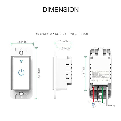 Smart WiFi Light Switch 3 Gang - Wireless Compatible with Alexa and Google Home