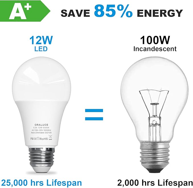 ORALUCE 丨 Bundle - A19 Lightbulbs Cool White 6500K (Pack of 6) & Smart LED Bulb A19 Wi-Fi and Bluetooth (Pack of 4)