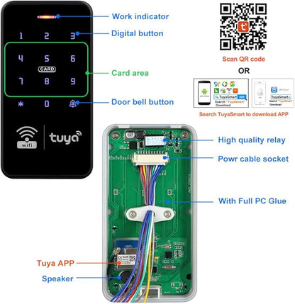 Waterproof Access Control Keypad Home Security System Tuya Smart Remote Unlock Including 10Pcs Key Rings