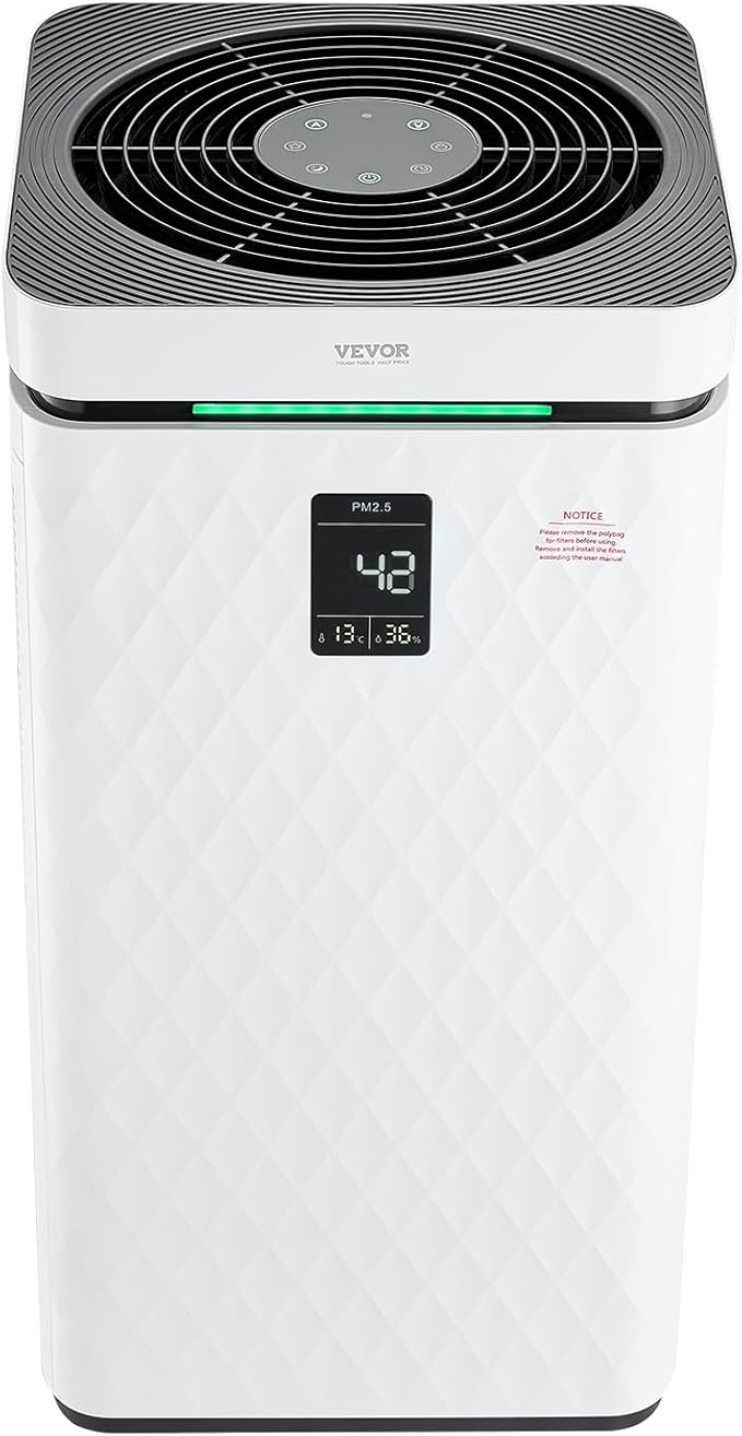 VEVOR Air Purifier for Bedroom Home, H13 HEPA Layer Filter 3139 ft²/h Smart Air Purifier with Speed Control & Child Lock Guard, 23 dB Sleep Mode Air Cleaner for Smoke Dust with Convenient Touch Panel
