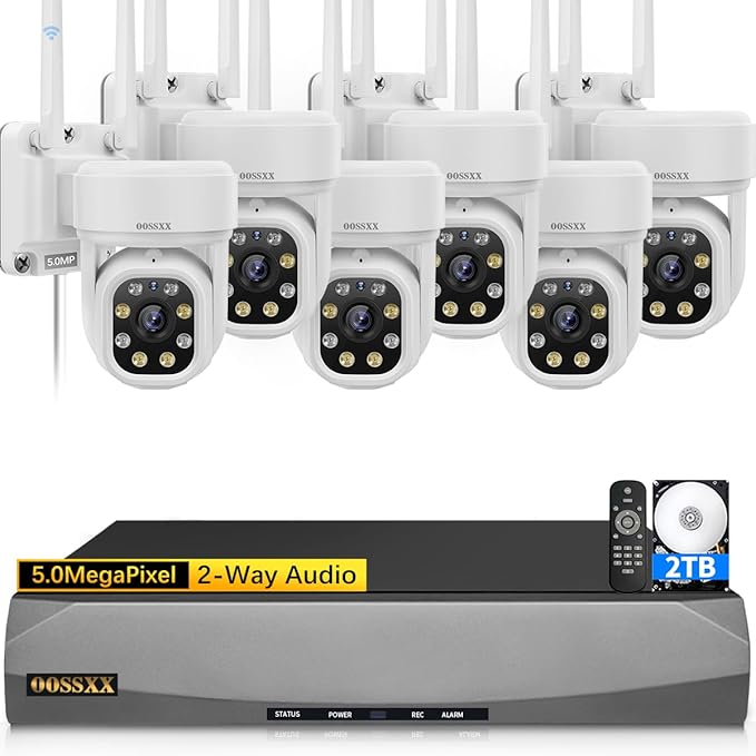 (2026 Update) 5MP PT Wireless Security Camera System with AI Human Tracking, Dual-Band 2.4G&5G WiFi, 130° Wide Angle, 2-Way Audio, No Monthly Fee, Outdoor Home Security Kit