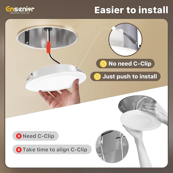 Ensenior 6 Pack 4 Inch 5CCT LED Can Lights with Night Light, Retrofit Led Recessed Lighting, Dimmable, 7W 120V, 700LM, IC Rated - FCC