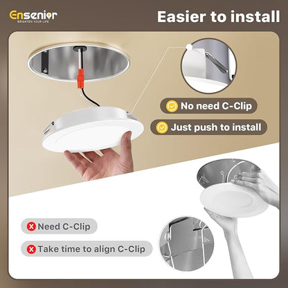 Ensenior 6 Pack 4 Inch 5CCT LED Can Lights with Night Light, Retrofit Led Recessed Lighting, Dimmable, 7W 120V, 700LM, IC Rated - FCC