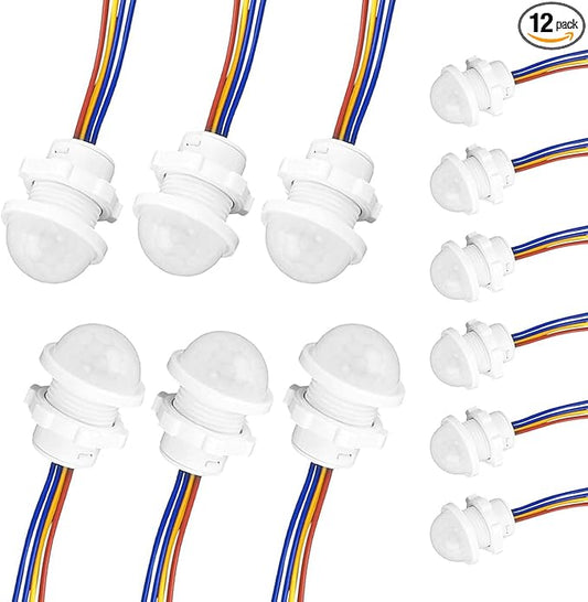 12 Pack Motion Sensor Switch 85-265V 40W, PIR Wall/Ceiling Mount with 30s Auto-Off & Night Mode