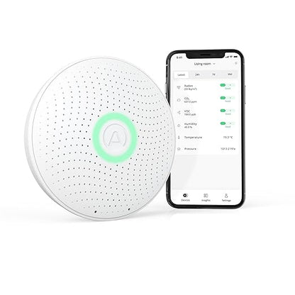 Airthings View Plus & Wave Plus - Multi Room Air Quality Monitor with Radon, PM 2.5, CO2, VOC, Humidity & Temperature Detector, Mobile APP, Wi-Fi, Alerts & Notifications