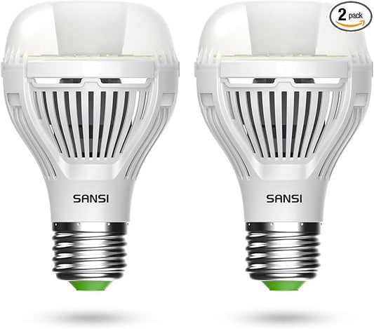 SANSI Dusk to Dawn LED Outdoor Light Bulb A19, 100 Watt Equivalent Energy Efficient 13W 5000K Daylight 1300LM Outdoor Light Bulbs, E26 Standard Base Light Bulbs for Porch Patio Yard Garden, 2-Pack