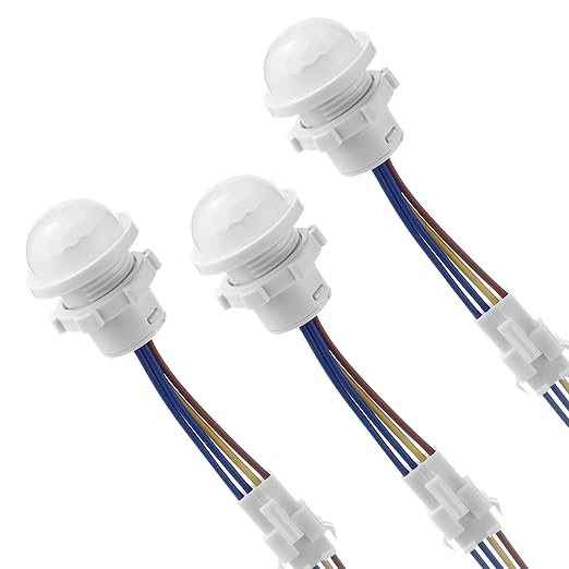 3 Packs Motion Sensor Light Switch, PIR Sensor Smart Detection Switch, 85-265V 40W, 30 Second Delay Working Under Light Below 15 Lux, Ceiling or Wall Mount, Fit for LED Lamp, Bulb Light and More