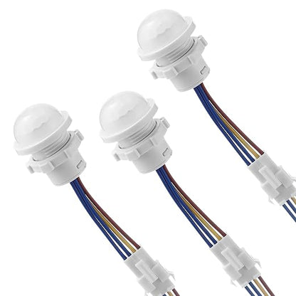 3 Packs Motion Sensor Light Switch, PIR Sensor Smart Detection Switch, 85-265V 40W, 30 Second Delay Working Under Light Below 15 Lux, Ceiling or Wall Mount, Fit for LED Lamp, Bulb Light and More