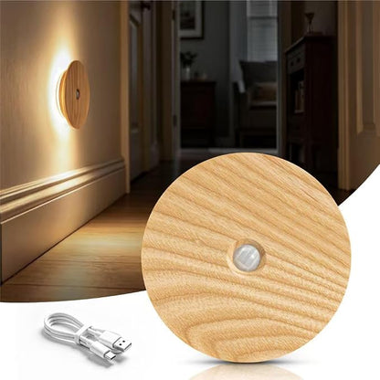 Wood Night Light with Motion Sensor , Rechargeable Backlit Light, Magnetic