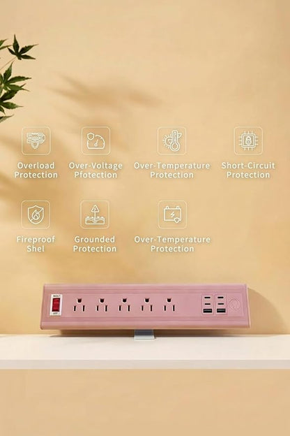 Desk Clamp Power Strip with Nightlight, 40W Fast Charging, 10FT Extension Cord, 4x20W USB-C & 2 USB Ports, 5 AC Outlets, Fits 1.69-Inch Table Edges
