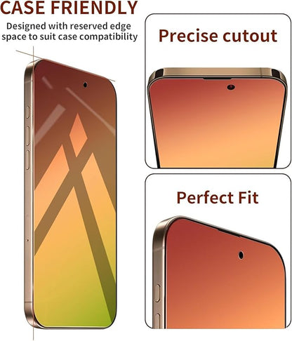 Privacy Screen Protector for iPhone 17 Pro 6.3-Inch,Anti-Spy Private Glass Film Anti-Blue Light No Bubble Anti-Scratch Full Coverage Gradient Green，2-Pack