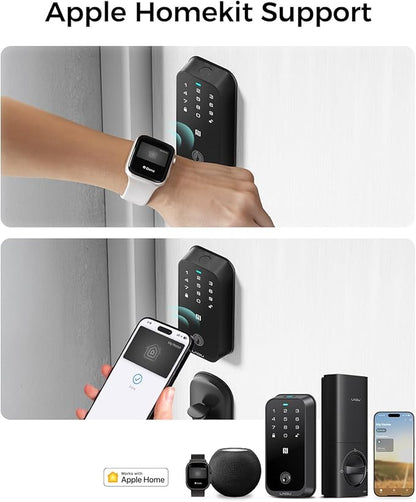 Smart Lock with Apple Home Key, Fingerprint Keyless Entry Door Lock Deadbolt for Front Door, Works with Homekit, Keypad, Auto Lock & Easy Install, US Tel Support