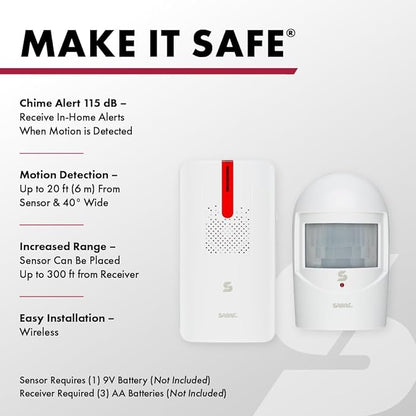 Sabre Driveway Alert, Wireless Motion Detector Sensor System with Driveway Alert, Weatherproof for Outdoor Security