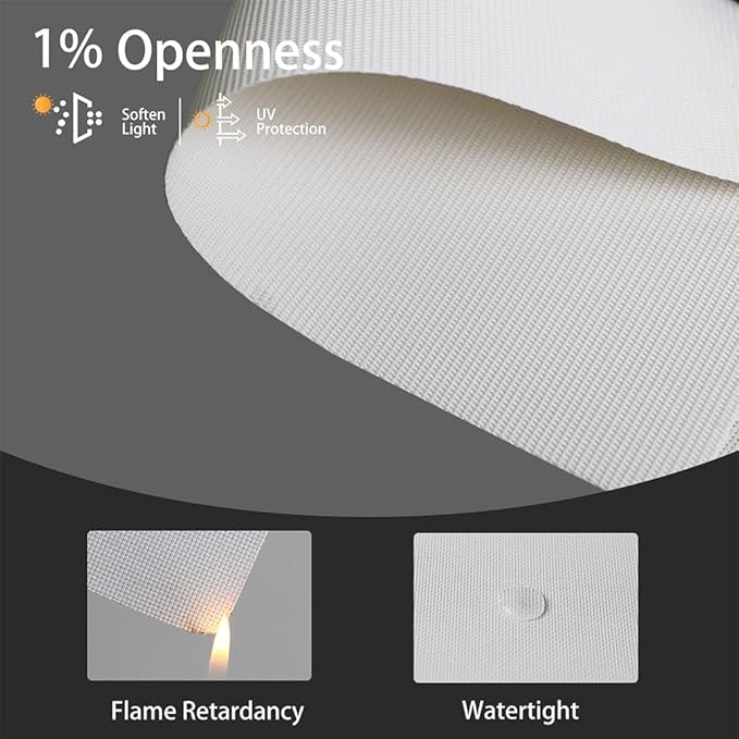 Motorized Solar Shades, Light Filtering Smart Blinds for Windows Automatic Blinds Compatible with Alexa, Falme Resistant Roller Shades Customized for Office Living Room (1% Openness White)