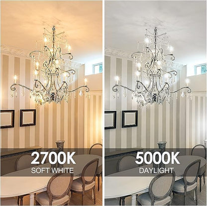 Energetic LED Candelabra Light Bulbs B10, Soft White 2700K, E12 Base, 60 Watt Equivalent Chandelier LED Edison Bulbs, Dimmable, 24 Pack