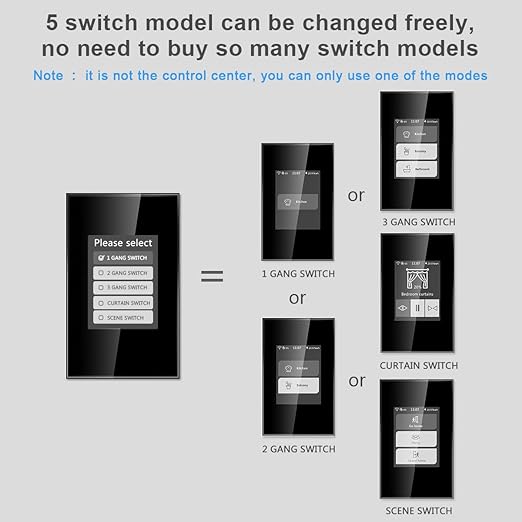 LANBON Smart Light Switch,1/2/3 Gang,3 Way for Whole House, LCD Magic Panel by WiFi Mesh Never be Offline, 2.4G Wi-Fi Smart Switch Compatible with Alexa&Google Home, Neutral Wire Required,L8-HS-Black