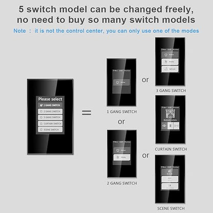 LANBON Smart Light Switch,1/2/3 Gang,3 Way for Whole House, LCD Magic Panel by WiFi Mesh Never be Offline, 2.4G Wi-Fi Smart Switch Compatible with Alexa&Google Home, Neutral Wire Required,L8-HS-Black