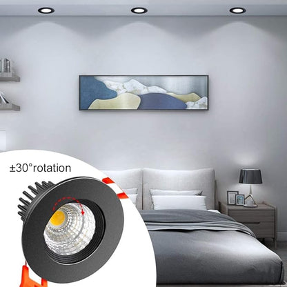 inShareplus 2 Inch LED Downlight, 3W Recessed Lighting 220LM COB Dimmable, 5000K Daylight White, CRI80, Black Trim, Ceiling Lights with LED Driver, 12 Pack