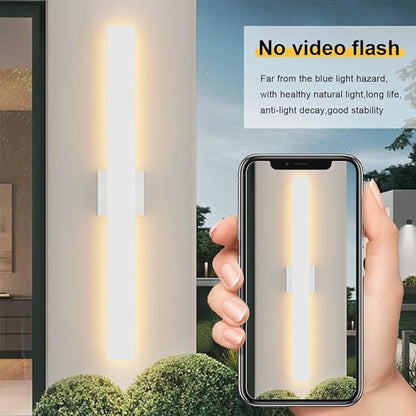 Aipsun 2 Packs Outdoor Wall Sconce, 3000K 4000K 6000K, 31.5in Modern White Exterior Light, Long LED Linear Wall Light Outside Lighting for Entrance, Hallway, Garage, Porch(3CCT)