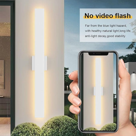 Aipsun 2 Packs Outdoor Wall Sconce, 3000K 4000K 6000K, 31.5in Modern White Exterior Light, Long LED Linear Wall Light Outside Lighting for Entrance, Hallway, Garage, Porch(3CCT)