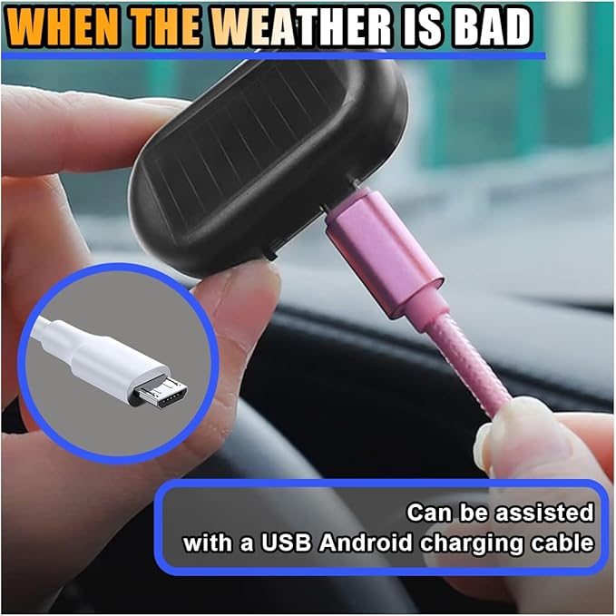 Car Solar Power Simulated Dummy Alarm, Car Alarm Warning Light Fake Lamp with USB Charger Port, Anti-Theft LED Flashing Security Light Car Accessories for Most Cars (Red, 1PC)