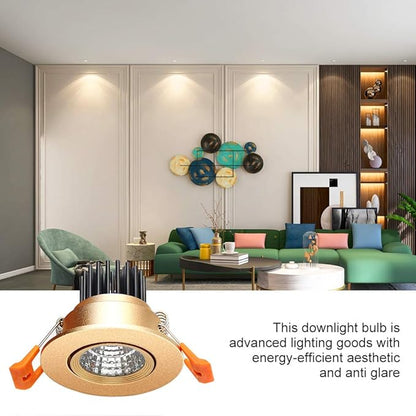 LightingWill 2inch LED Dimmable Downlight, 3W COB Recessed Ceiling Light, Natural White 4000K-4500K, CRI80, 25W Halogen Bulbs Equivalent, Gold (4Pack)