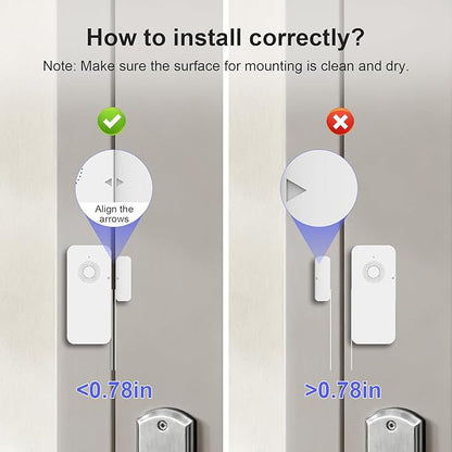 Zigbee Wireless Door and Window Alarm Sensor,120dB Requires PGST Hub (not 3rd-Party),Smart Life or Tuya APP Control,3 Years Battery Life,Easy to Install,for Basement,Garage,Warehouse