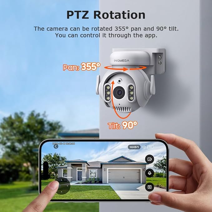 INQMEGA 5MP TUYA Smart Camera,Security Home Surveillance Camera with 2.4G WiFi,2-Way Audio, Full Color Night Vision, Waterproof, Motion Detection, Spotlight & Siren