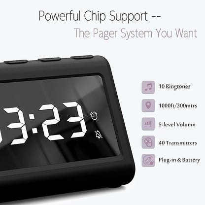 CallToU Wireless Calling System Caregiver Call Button Patient Call Bell with 10 Waterproof Call Buttons and 1 Display Receiver for Clinic Nurses Station Restaurant Nursing Home 1000FT Wireless Ranger
