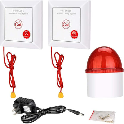 Retekess TH103 Wireless Strobe Light, Outdoor Siren With 3 Red LED, 110dB Loud Flash Siren, 2 Panic Buttons for Office, Warehouse, Business