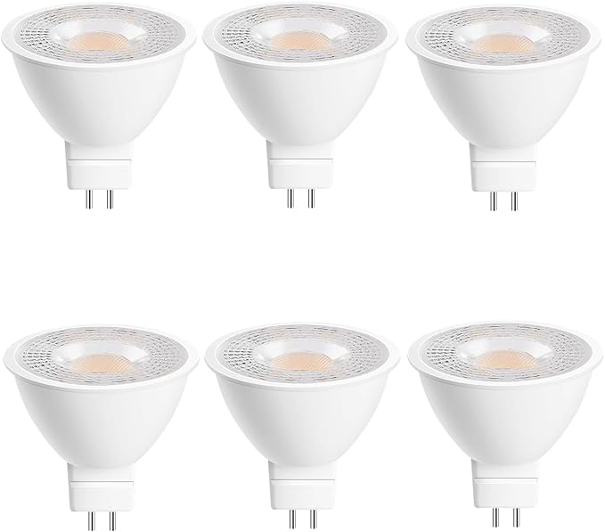 GEPLAD 6 Pack MR16 GU5.3 LED Bulbs, 5W 450 Lumens 3000K Soft White, 50W Halogen Equivalent, 38° Beam Angle, 12V-24V AC/DC, for Indoor/Outdoor Track & Recessed Lighting, Non-Dimmable
