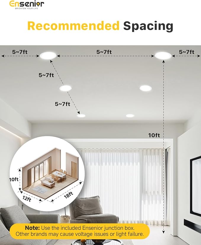 Ensenior 24 Pack 4 Inch LED Recessed Ceiling Light with Night Light, Dimmable, 2700K-5000K 5CCT, 750LM 9W 120V, High Brightness Canless Wafer Downlight - ETL&FCC&IC
