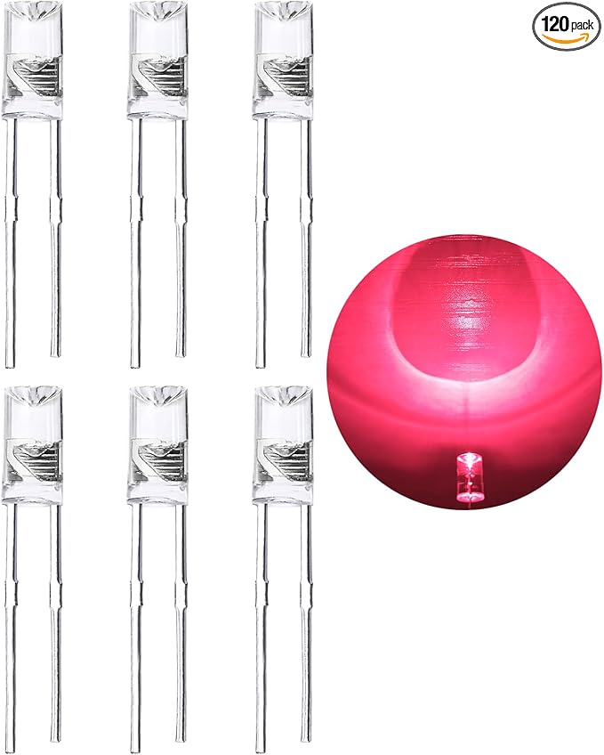LED Light Emitting diode 3mm high Brightness LED Clear LED Light Emitting Diodes Bulb LED Lamp, 3 mm Smooth Cylindrical concave Surface (120pcs Red)