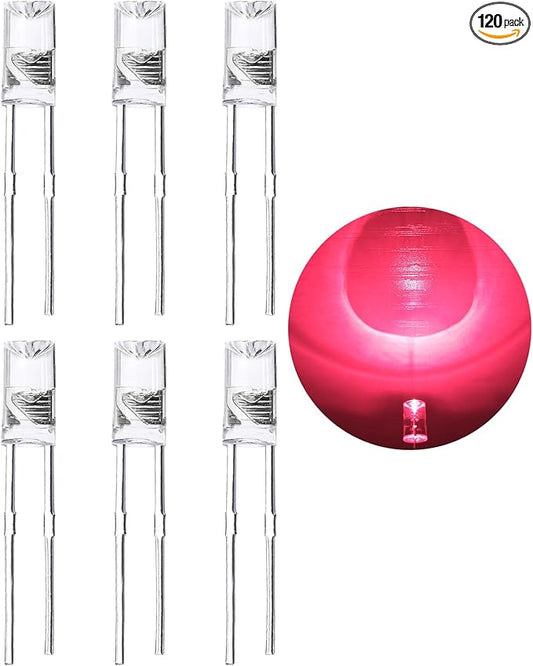 LED Light Emitting diode 3mm high Brightness LED Clear LED Light Emitting Diodes Bulb LED Lamp, 3 mm Smooth Cylindrical concave Surface (120pcs Red)