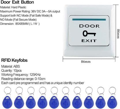 WiFi Tuya Fingerprint Door Access Control System, IP68 Biometrics RFID Keypad 125KHz 13.56MHz, 180KG Electric Magnetic Lock Kit, Smart Phone APP Password Remote Unlock